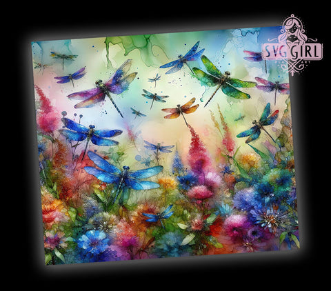 Floral Dragonfly 20oz Tumbler Wrap Sublimation Design, Straight Tapered Tumbler Wrap, Dragonfly Tumbler Png, Instant Digital Download Sublimation SvggirlplusArt 
