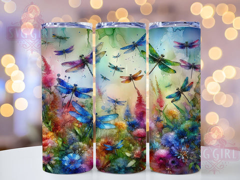 Floral Dragonfly 20oz Tumbler Wrap Sublimation Design, Straight Tapered Tumbler Wrap, Dragonfly Tumbler Png, Instant Digital Download Sublimation SvggirlplusArt 