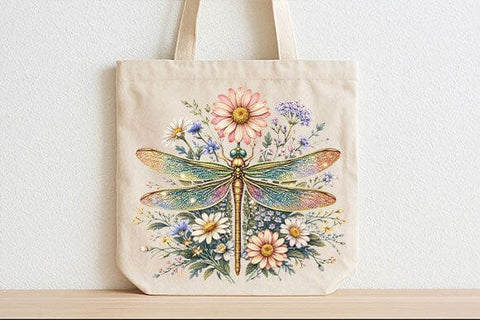 Floral Dragonfly PNG Sublimation Design Boho Wildflower Digital Download SVG BillahCrafts 