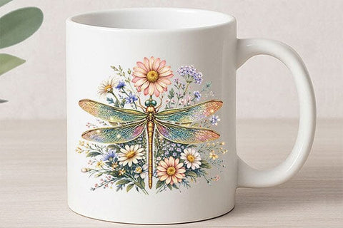 Floral Dragonfly PNG Sublimation Design Boho Wildflower Digital Download SVG BillahCrafts 
