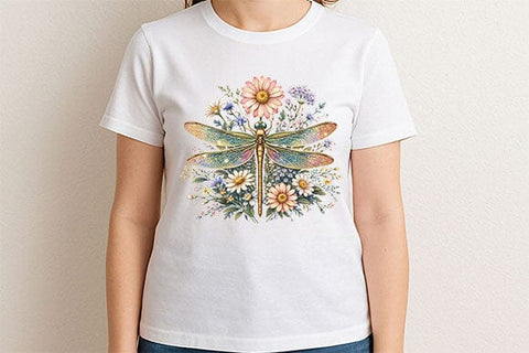 Floral Dragonfly PNG Sublimation Design Boho Wildflower Digital Download SVG BillahCrafts 
