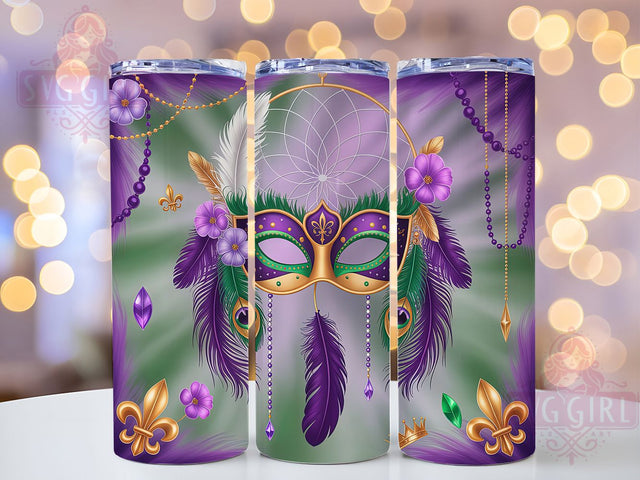 Floral Dreamcatcher Mardi Gras Tumbler, Floral Carnival Wrap, Festive Party Cup, 20oz Sublimation Wrap, New Orleans Celebration Tumbler, Colorful Dreamcatcher Design Cup, Mardi Gras Floral Theme Wrap Sublimation SvggirlplusArt 