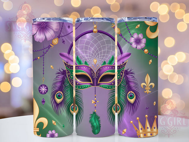 Floral Dreamcatcher Mardi Gras Tumbler, Floral Carnival Wrap, Festive Party Cup, 20oz Sublimation Wrap, New Orleans Celebration Tumbler, Colorful Dreamcatcher Design Cup, Mardi Gras Floral Theme Wrap Sublimation SvggirlplusArt 