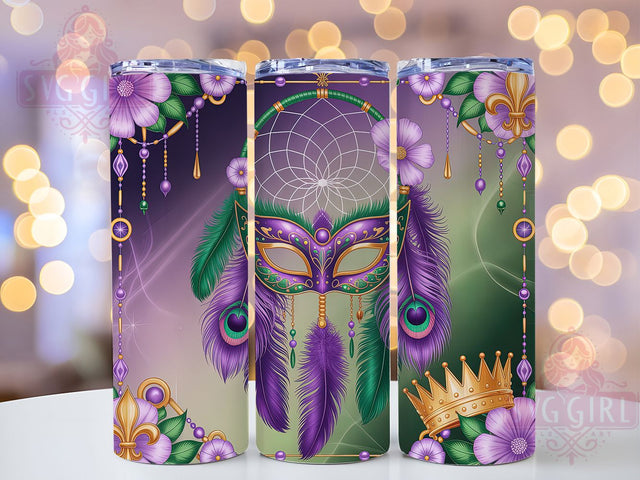 Floral Dreamcatcher Mardi Gras Tumbler, Floral Carnival Wrap, Festive Party Cup, 20oz Sublimation Wrap, New Orleans Celebration Tumbler, Colorful Dreamcatcher Design Cup, Mardi Gras Floral Theme Wrap Sublimation SvggirlplusArt 