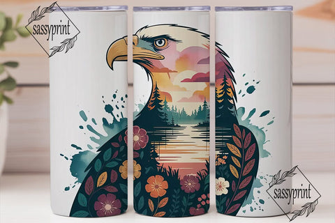 Floral Eagle Serenity 20oz Tumbler Wrap Sublimation sassyprint 