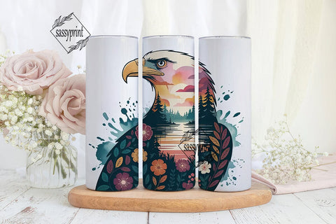 Floral Eagle Serenity 20oz Tumbler Wrap Sublimation sassyprint 