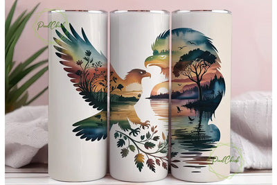 Floral Eagle Sunset 20oz Tumbler Wrap Sublimation PixelChick 