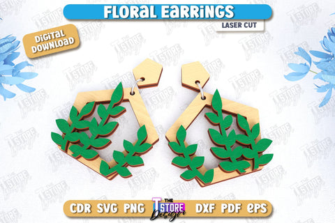 Floral Earrings Laser Cut Bundle | Floral Design | Jewelry | Accessories | CNC Files SVG The T Store Design 