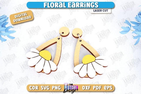 Floral Earrings Laser Cut Bundle | Floral Design | Jewelry | Accessories | CNC Files SVG The T Store Design 