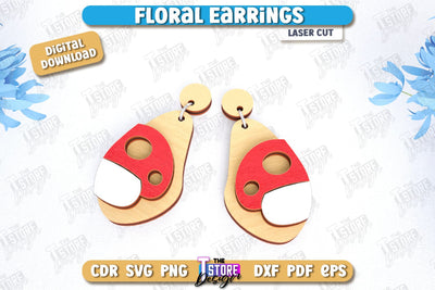 Floral Earrings Laser Cut | Floral Design | Jewelry | Accessories | CNC File SVG The T Store Design 