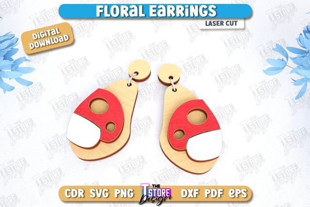 Floral Earrings Laser Cut | Floral Design | Jewelry | Accessories | CNC File SVG The T Store Design 