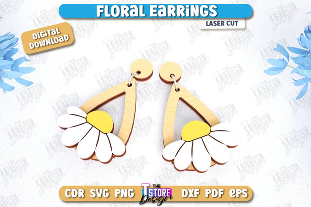 Floral Earrings Laser Cut | Floral Design | Jewelry | Accessories | CNC File SVG The T Store Design 
