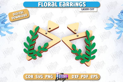 Floral Earrings Laser Cut | Floral Design | Jewelry | Accessories | CNC File SVG The T Store Design 