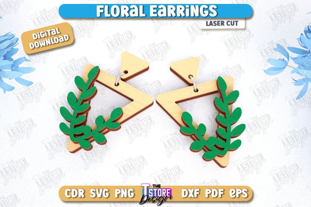 Floral Earrings Laser Cut | Floral Design | Jewelry | Accessories | CNC File SVG The T Store Design 
