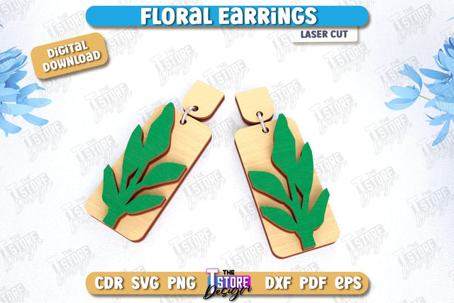 Floral Earrings Laser Cut | Floral Design | Jewelry | Accessories | CNC File SVG The T Store Design 
