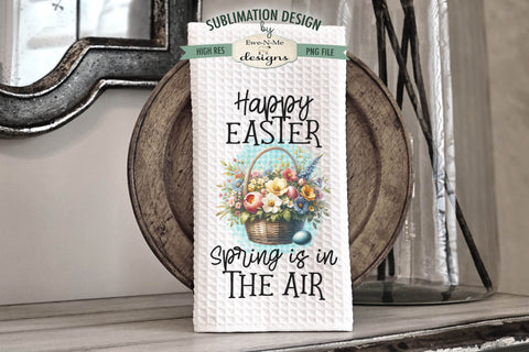 Floral Easter Baskets with Eggs | Kitchen Towel Sublimation Designs Sublimation Ewe-N-Me Designs 