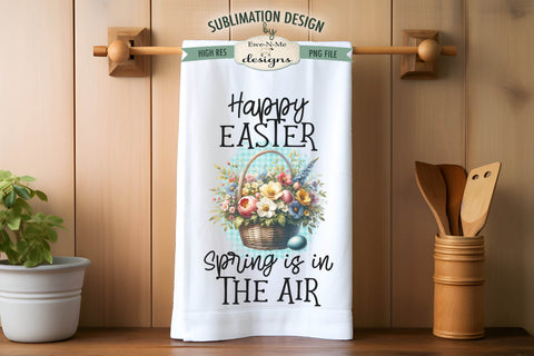 Floral Easter Baskets with Eggs | Kitchen Towel Sublimation Designs Sublimation Ewe-N-Me Designs 