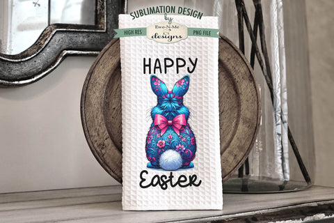 Floral Easter Bunnies with Tail | Kitchen Towel Sublimation Sublimation Ewe-N-Me Designs 