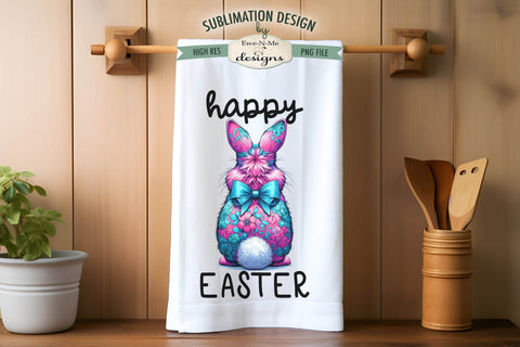 Floral Easter Bunnies with Tail | Kitchen Towel Sublimation Sublimation Ewe-N-Me Designs 