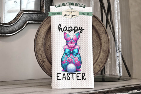 Floral Easter Bunnies with Tail | Kitchen Towel Sublimation Sublimation Ewe-N-Me Designs 