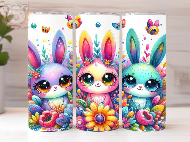 Floral Easter Bunny 20oz Tumbler Png, Sublimation Design, Happy Easter Tumbler Png, Digital Download PNG Sublimation Lara' s Designs 
