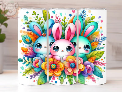 Floral Easter Bunny 20oz Tumbler Png, Sublimation Design, Happy Easter Tumbler Png, Digital Download PNG Sublimation Lara' s Designs 