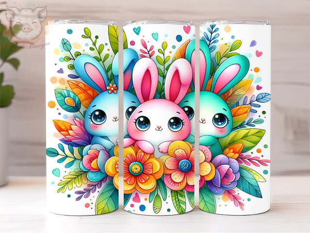 Floral Easter Bunny 20oz Tumbler Png, Sublimation Design, Happy Easter Tumbler Png, Digital Download PNG Sublimation Lara' s Designs 