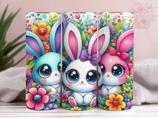 Floral Easter Bunny 20oz Tumbler Wrap PNG, Straight & Tapered Tumbler Wrap, Happy Easter Tumbler Wrap, Instant Digital Download Sublimation Li Zamperini 