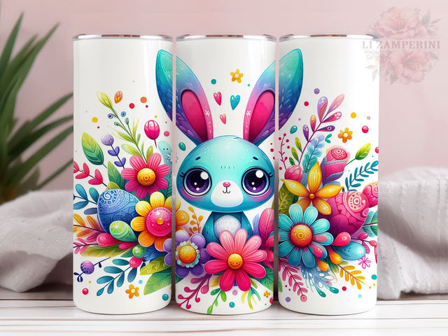 Floral Easter Bunny 20oz Tumbler Wrap PNG, Straight & Tapered Tumbler Wrap, Happy Easter Tumbler Wrap, Instant Digital Download Sublimation Li Zamperini 