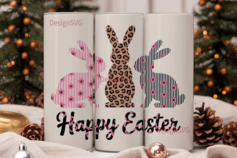 Floral Easter Bunny 20oz Tumbler Wrap Sublimation DesignSVG 