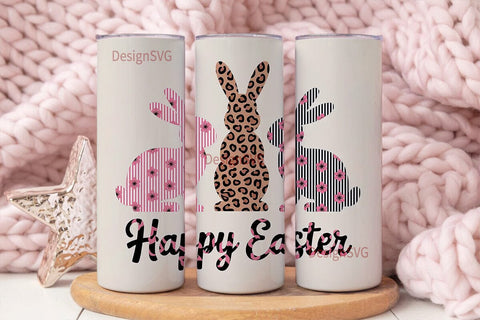 Floral Easter Bunny 20oz Tumbler Wrap Sublimation DesignSVG 
