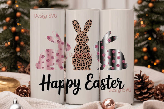 Floral Easter Bunny 20oz Tumbler Wrap Sublimation DesignSVG 