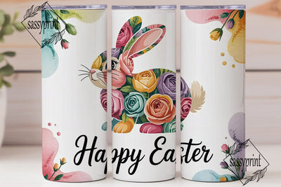 Floral Easter Bunny 20oz Tumbler Wrap Sublimation sassyprint 
