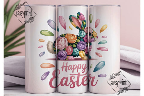 Floral Easter Bunny 20oz Tumbler Wrap Sublimation sassyprint 