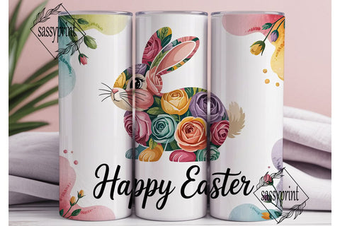 Floral Easter Bunny 20oz Tumbler Wrap Sublimation sassyprint 
