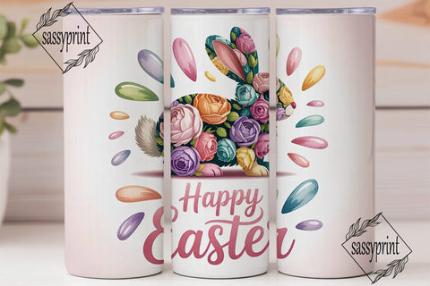 Floral Easter Bunny 20oz Tumbler Wrap Sublimation sassyprint 