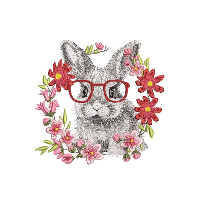 Floral Easter Bunny Embroidery Design, 3 sizes, Instant Download Embroidery/Applique DESIGNS Nino Nadaraia 