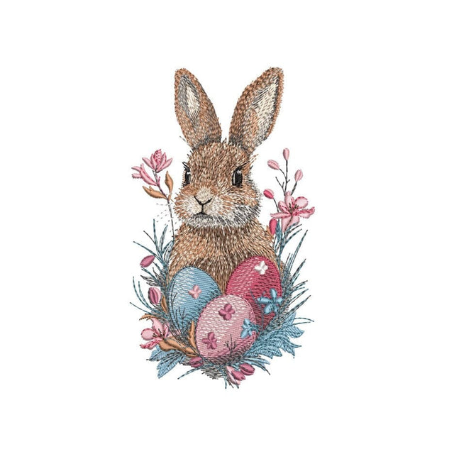 Floral Easter Bunny Embroidery Design, Easter Eggs Machine Embroidery File, 3 sizes, Instant Download Embroidery/Applique DESIGNS Nino Nadaraia 