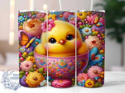 Floral Easter Chick Tumbler, Floral Chick Tumbler, Cute Easter Wrap, Stylish 20oz Wrap, Sublimation Design, Trendy Gift Idea, Inspirational Easter Tumbler Sublimation ToriDesigns 