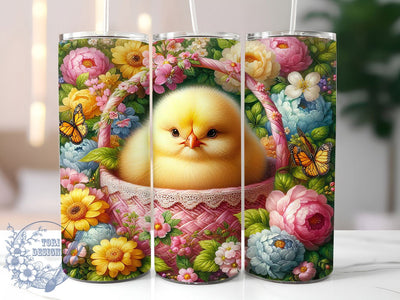 Floral Easter Chick Tumbler, Floral Chick Tumbler, Cute Easter Wrap, Stylish 20oz Wrap, Sublimation Design, Trendy Gift Idea, Inspirational Easter Tumbler Sublimation ToriDesigns 