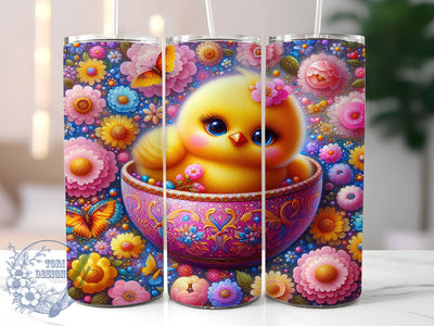 Floral Easter Chick Tumbler, Floral Chick Tumbler, Cute Easter Wrap, Stylish 20oz Wrap, Sublimation Design, Trendy Gift Idea, Inspirational Easter Tumbler Sublimation ToriDesigns 