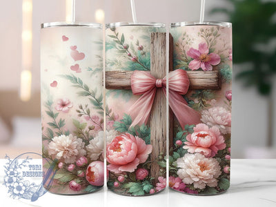 Floral Easter Faith Cross Tumbler, Easter Sunday Tumbler, Christian Cross Wrap, Stylish 20oz Wrap, Sublimation Design, Trendy Gift Idea, Inspirational Faith Tumbler Sublimation ToriDesigns 