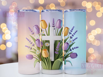 Floral Easter Faith Cross Tumbler, Floral Cross Tumbler, Spring Flower Wrap, Religious Cross Wrap, Elegant Easter Wrap, Sublimation Design, Trendy Gift Idea Sublimation SvggirlplusArt 