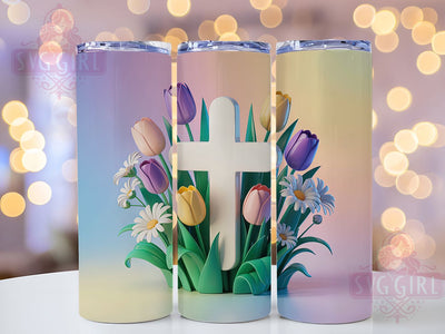 Floral Easter Faith Cross Tumbler, Floral Cross Tumbler, Spring Flower Wrap, Religious Cross Wrap, Elegant Easter Wrap, Sublimation Design, Trendy Gift Idea Sublimation SvggirlplusArt 