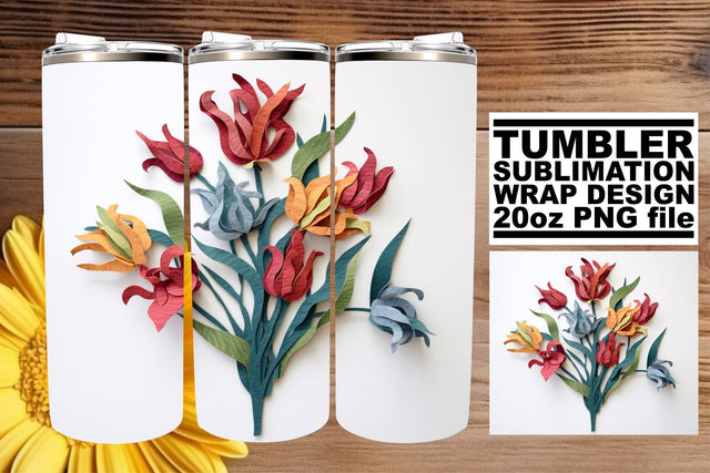 Floral Elegance: 3D Tumbler Wrap Sublimation Designs Sublimation afrosvg 