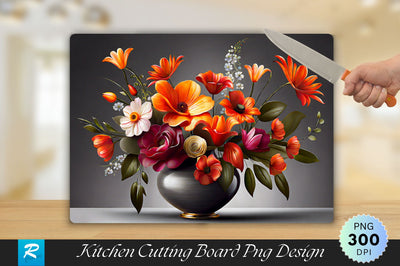Floral Elegance Vase on Grey Cutting Board Sublimation Regulrcrative 