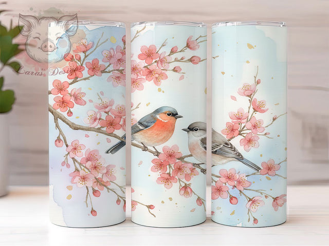 Floral Elegant Bird Tumbler, Bird with Flowers Sublimation Design, Elegant Bird Art, 20oz Holiday Tumbler, Whimsical Bird Mug, Stylish Floral Cup, Cozy Bird Wrap Sublimation Lara' s Designs 