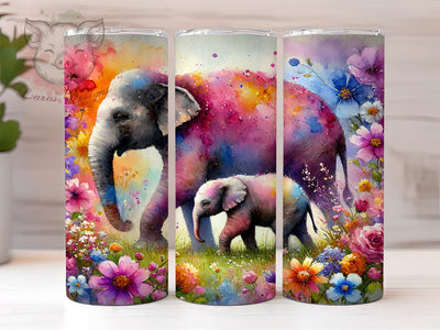 Floral Elephant 20oz Tumbler, Floral Elephant Design, 20oz Wrap, Sublimation Tumbler, Cute Animal Gift, Nature Inspired Tumbler, Colorful Tumbler Wrap Sublimation Lara' s Designs 