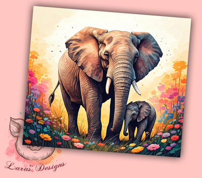 Floral Elephant 20oz Tumbler, Floral Elephant Design, 20oz Wrap, Sublimation Tumbler, Cute Animal Gift, Nature Inspired Tumbler, Colorful Tumbler Wrap Sublimation Lara' s Designs 