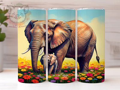 Floral Elephant 20oz Tumbler, Floral Elephant Design, 20oz Wrap, Sublimation Tumbler, Cute Animal Gift, Nature Inspired Tumbler, Colorful Tumbler Wrap Sublimation Lara' s Designs 